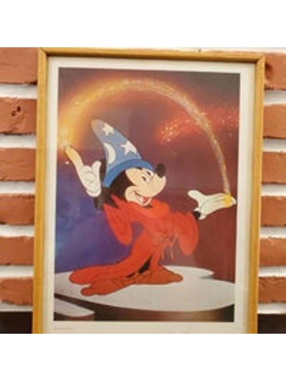 Vintage Disney Print Framed Mickey Mouse Fantasia Picture